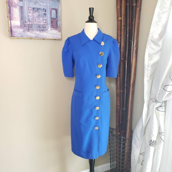 Vintage Louis Feraud ~ Blue w/ Gold Button… - Picture 1 of 3